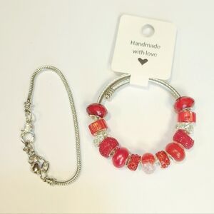 European Style Large Beaded Adjustable Snake Coil Bracelet 7"